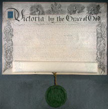 The 1852 Charter and Seal. MUA RG 4, c. 303.