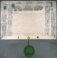 1852 Charter and Seal, Full. MUA RG 4, c. 303.